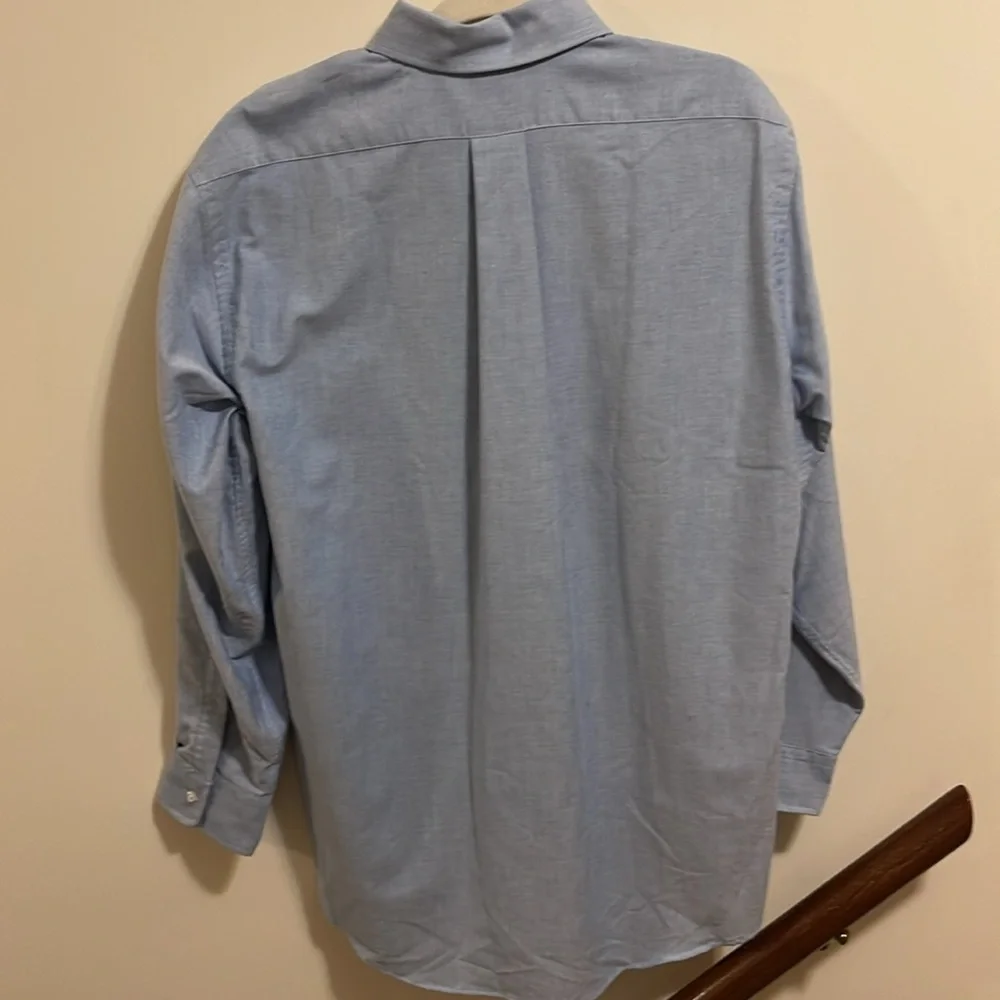 Free!! L.L.Bean 17-34 men’s vintage faded denim work dress button shirt - Picture 2 of 5
